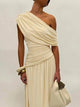 One Shoulder Solid Color Party Club Dress