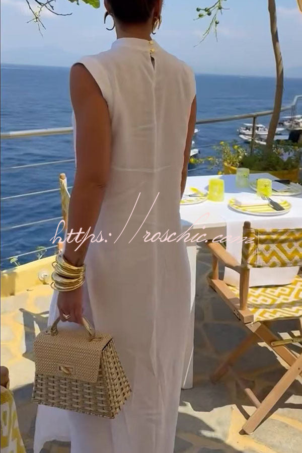 Linen Blend Sleeveless Top & Loose Pants Set – Resort Wear