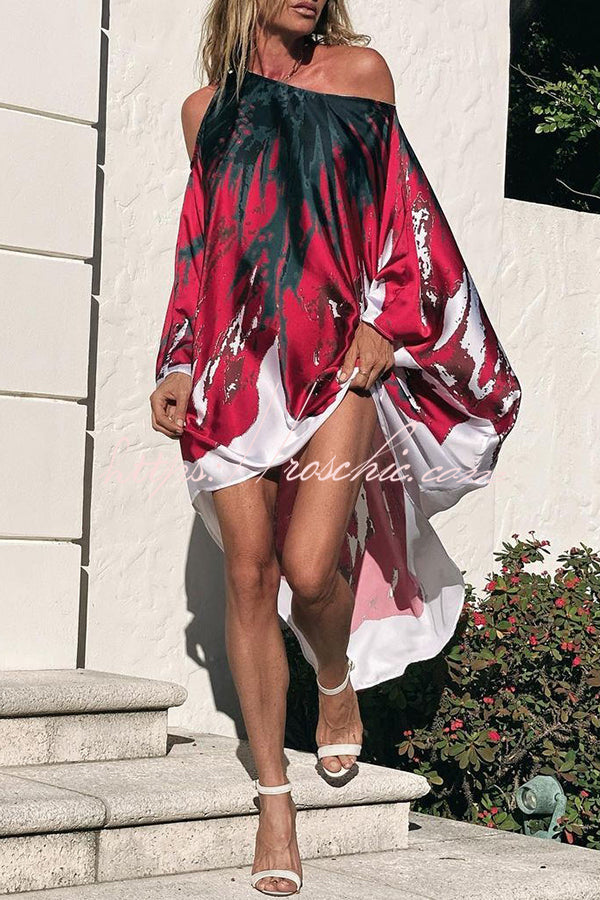 Floral Printed One Shoulder Maxi Dress – Loose Fit