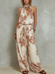 Printed Wide-Leg Pant Suit – Lightweight Two-Piece Set