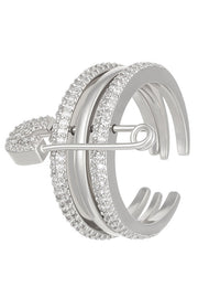 Bague ouverte géométrique tricolore avec broche amovible