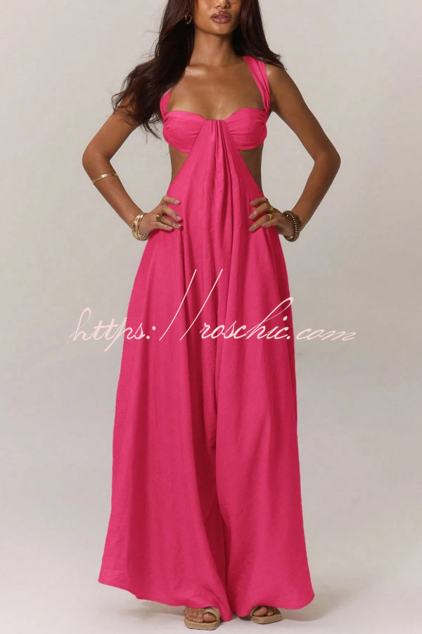 Women's Wide-Leg Jumpsuit – Square Neck Sleeveless Loose Fit