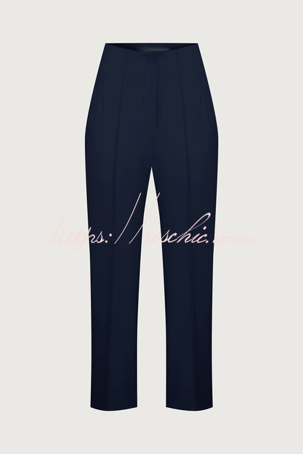 High Waist Straight Leg Pants with Pockets
