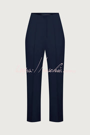 High Waist Straight Leg Pants with Pockets
