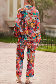 Cat Print Long Sleeve Two-Piece Set – Casual Lounge Outfit