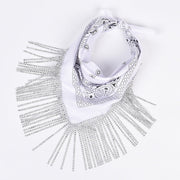 Retro Diamond Tassel Square Scarf – Polyester Accessory