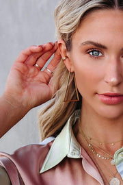 Gold-Plated Diamond Round Drop Earrings with Layered Glass