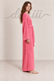 Textured Knit Full-Length Robe with Tie Belt