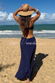 Metal Shell Strap Bikini & Cover-Up Dress Three-Piece Set