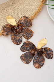 Acrylic Leopard Petal Flower Stud Earrings