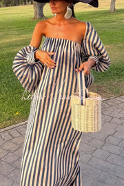Berry Satin Maxi Dress with Detachable Balloon Sleeves