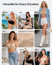 Front-Closure Strapless Push-Up Bra