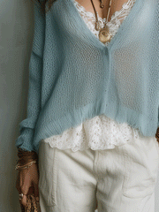 Powder Blue Lightweight Cardigan Sweater