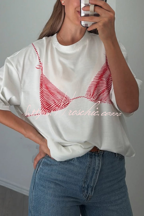 Printed Loose Crew Neck T-Shirt – Casual Short Sleeve Top