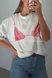 Printed Loose Crew Neck T-Shirt – Casual Short Sleeve Top