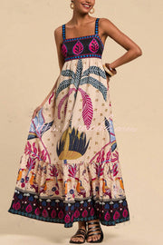 Tropical Print Backless Maxi Dress – Vacation Resort Wear