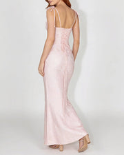 Lace Mermaid Tie-Strap Backless Maxi Dress