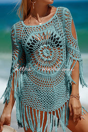 Knit Cutout Cover Up | Crew Neck Beach Cover-Up