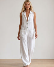 Breathable Linen Sleeveless Jumpsuit