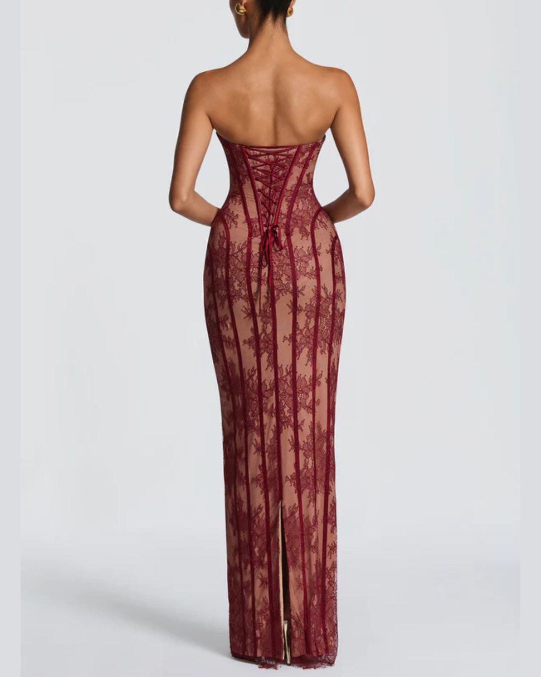 Lace Strapless Bodycon Maxi Dress