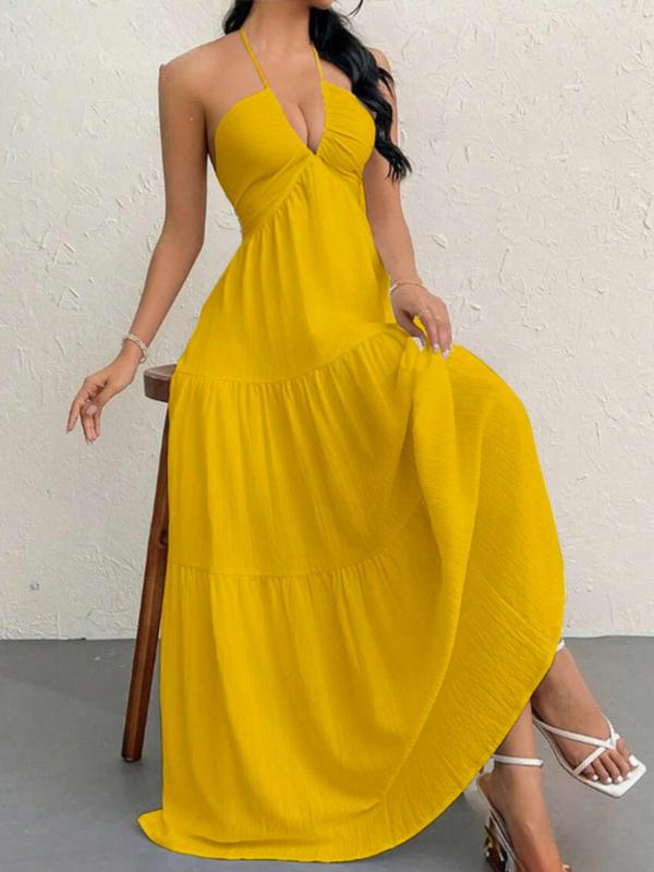Women's Plain Dress, Summer Clothes Women, Casual Sleeveless Backless Dress for Beach Holiday Vacation, Ladies Summer Clothes