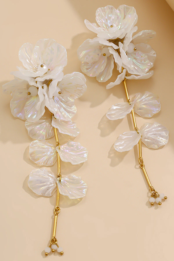 Tassel Floral Pearlescent Mermaid Drop Earrings