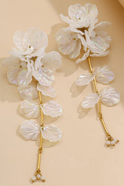 Tassel Floral Pearlescent Mermaid Drop Earrings