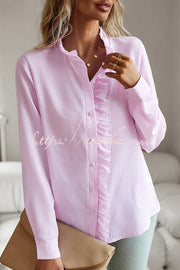 Chemise boutonnée à manches longues pour femmes, haut ample et décontracté