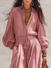 Blush Pink Wide-Leg Utility Jumpsuit for Travel