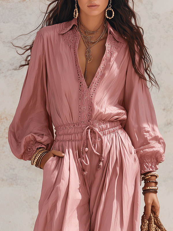 Combinaison utilitaire à jambes larges rose blush pour le voyage