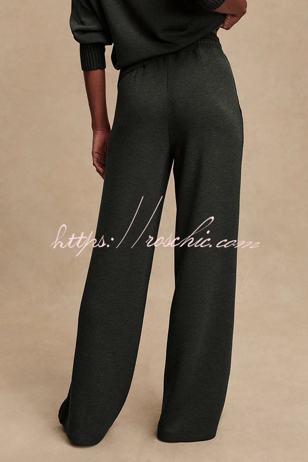 High-Neck Long Sleeve Sweatshirt and Loose Pants Lounge Set