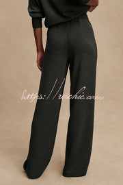 High-Neck Long Sleeve Sweatshirt and Loose Pants Lounge Set