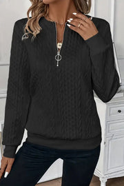 Women's Casual Zip-Up Sweatshirt with Round Neck