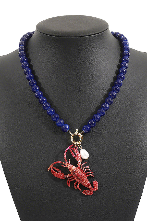 Lobster Crayfish Charm Earrings and Necklace Set