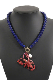 Lobster Crayfish Charm Earrings and Necklace Set