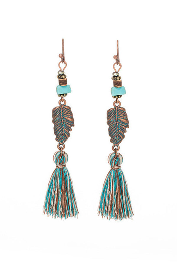 Hollow Carved Alloy Tassel Drop Earrings – Boho Retro