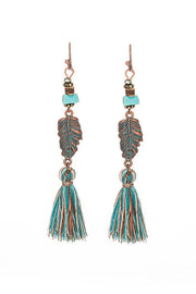 Hollow Carved Alloy Tassel Drop Earrings – Boho Retro