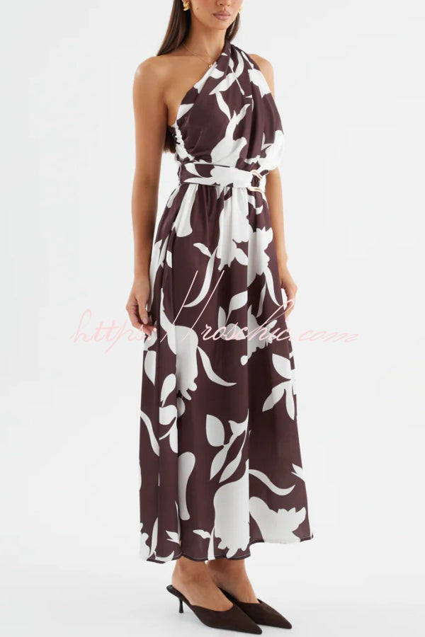 Printed One-Shoulder Maxi Dress – Vacation Casual Style