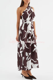 Printed One-Shoulder Maxi Dress – Vacation Casual Style