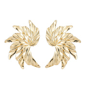 Gold-Plated Spiral Leaf Geometric Earrings