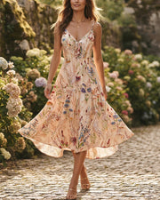 Botanical Breeze V-Neck Floral Slip Dress