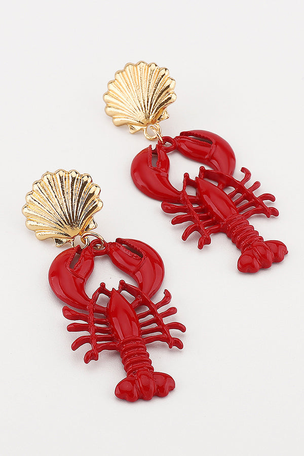 Lobster Crayfish Charm Earrings and Necklace Set