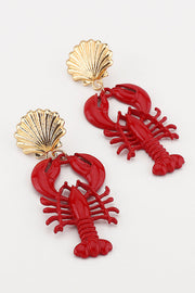 Lobster Crayfish Charm Earrings and Necklace Set