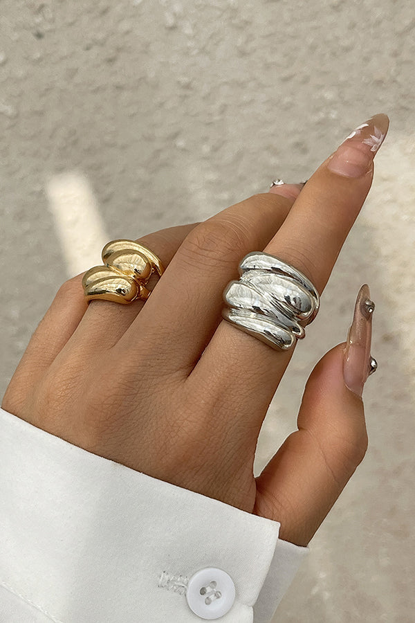 Twisted Double Layer Alloy Bracelet Necklace Ring Set