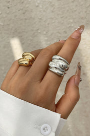 Twisted Double Layer Alloy Bracelet Necklace Ring Set