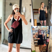 Tanming Women's Sleeveless Sports Romper Dress - Athletic V-Neck Spaghetti Strap Mini Sundress with Built-in Shorts, Pockets, Sporty Chic Design, Athleisure Women's Clothes for Summer, Spring Tennis,summerwins,summeroutfits,vacationoutfits,beachoutfits
