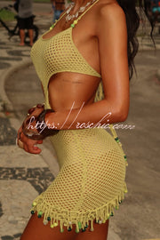 Openwork Knit Halter Neck Mini Dress – Slim Fit Cover-up