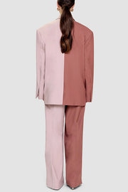 Two-Tone Oversized Blazer and Wide-Leg Pants Set