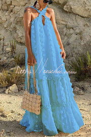 Floral Halter Maxi Dress – Sleeveless Beach Vacation Dress