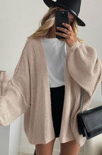 PrettyGarden Women's Oversized Cardigan Sweater Fall Long Lantern Sleeve Knit Open Front Lightweight Sweater Knitwear Tops